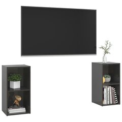 vidaXL telerikapid 2 tk, kõrgläige hall, 72x35x36,5 cm puitlaastplaat цена и информация | Тумбы под телевизор | kaup24.ee