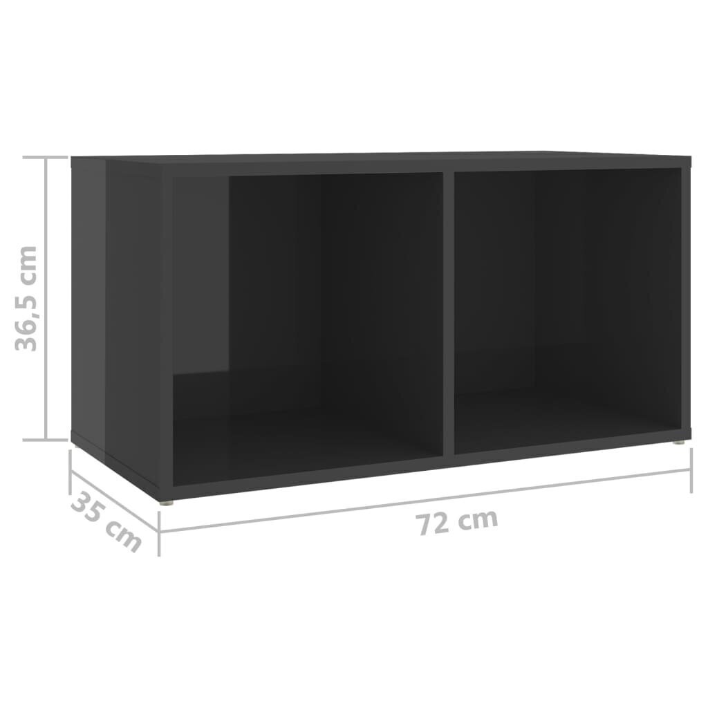 vidaXL telerikapid 2 tk, kõrgläige hall, 72x35x36,5 cm puitlaastplaat hind ja info | TV alused | kaup24.ee