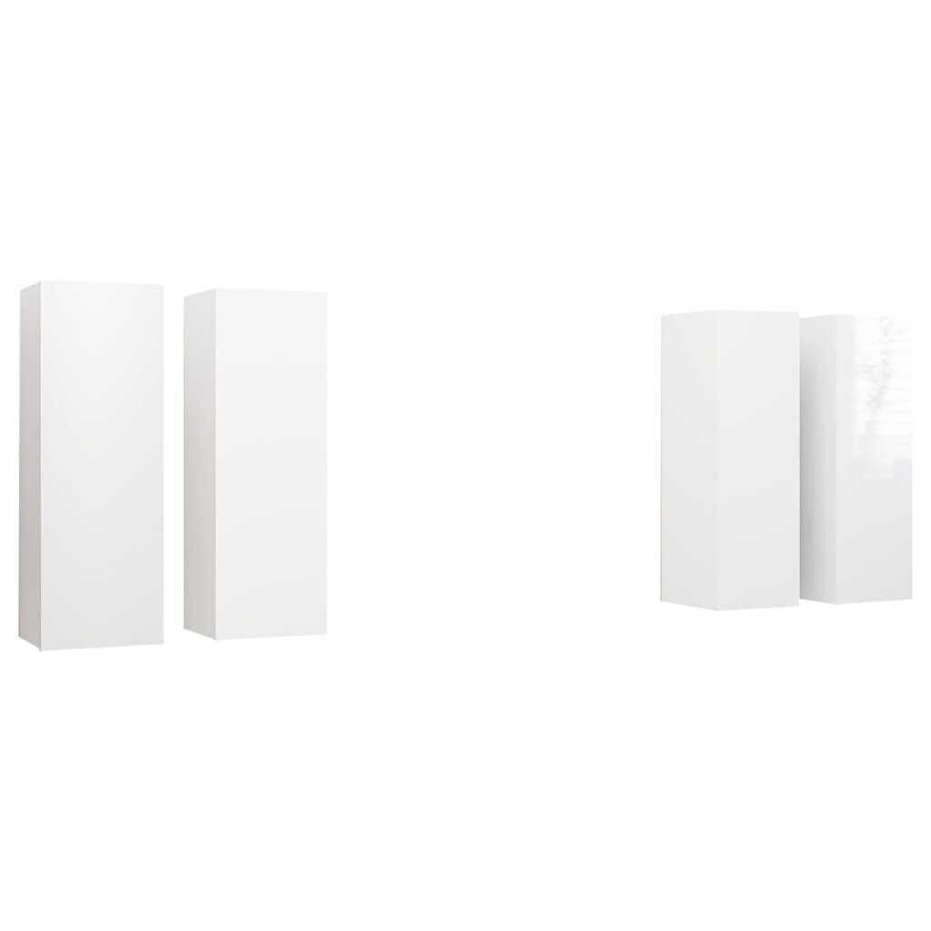 vidaXL telerikapid 4 tk kõrgläige, valge, 30,5x30x90 cm puitlaastplaat hind ja info | TV alused | kaup24.ee
