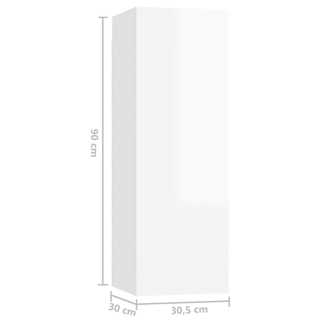 vidaXL telerikapid 4 tk kõrgläige, valge, 30,5x30x90 cm puitlaastplaat hind ja info | TV alused | kaup24.ee