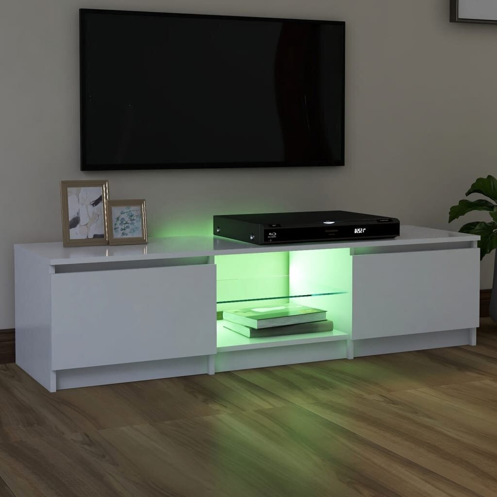 vidaXL telerialus LED-tuledega, valge, 140 x 40 x 35,5 cm цена и информация | TV alused | kaup24.ee