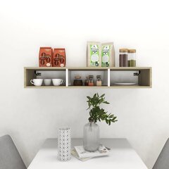 vidaXL seinariiul, valge ja Sonoma tamm, 102x30x17 cm, puitlaastplaat цена и информация | Полки | kaup24.ee