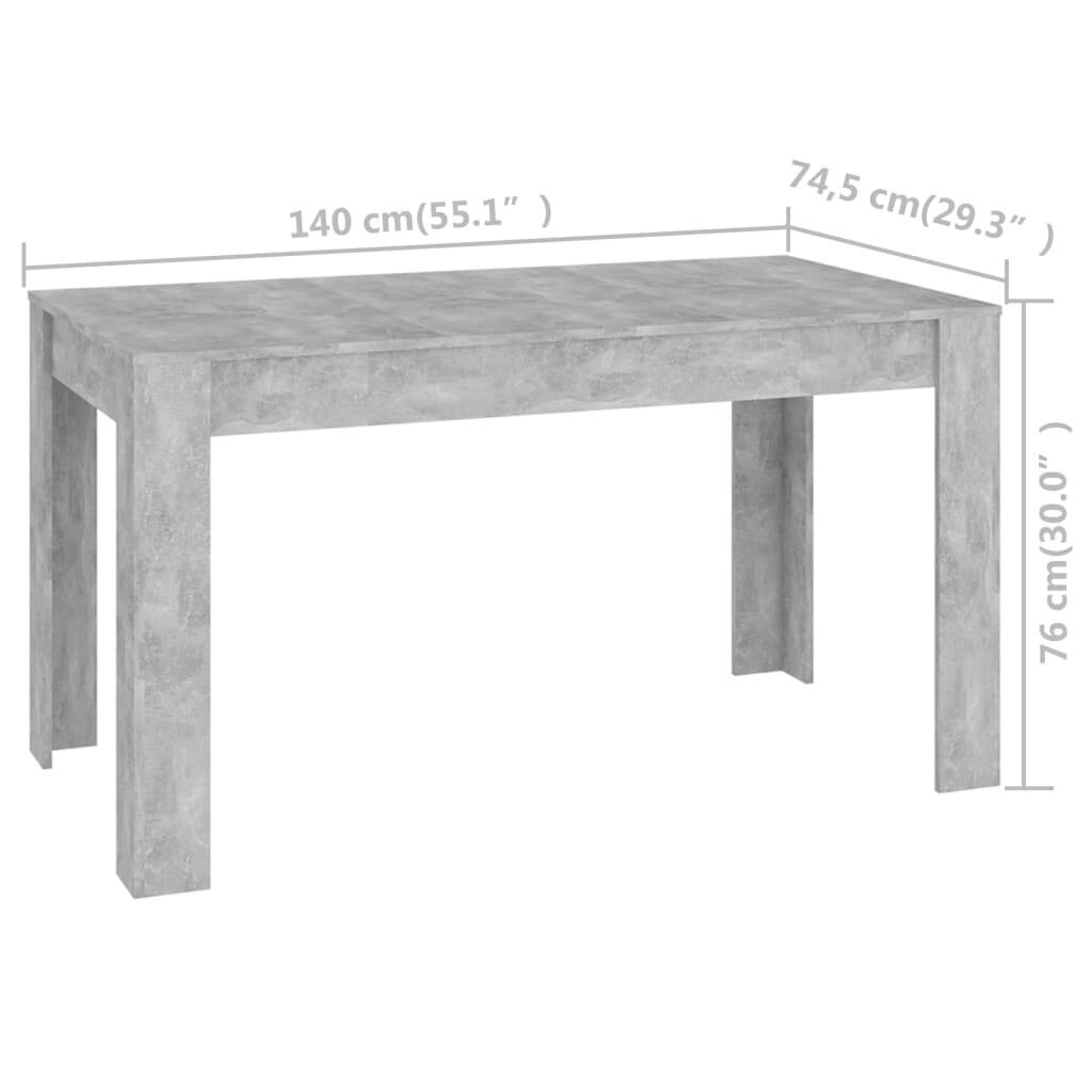 vidaXL söögilaud, betoonhall 140x74,5x76 cm puitlaastplaat hind ja info | Köögi- ja söögilauad | kaup24.ee