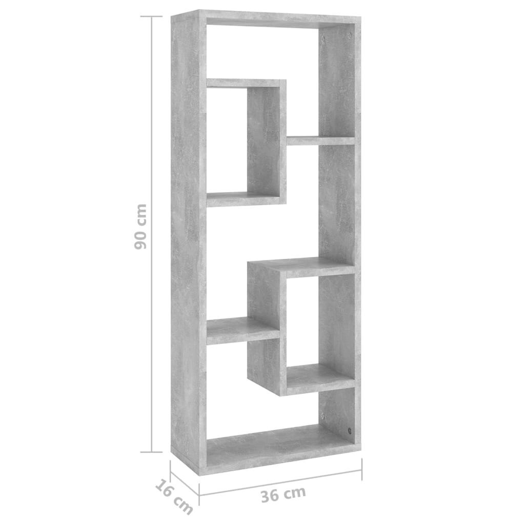 vidaXL seinariiul, betoonhall, 36 x 16 x 90 cm, puitlaastplaat hind ja info | Riiulid | kaup24.ee