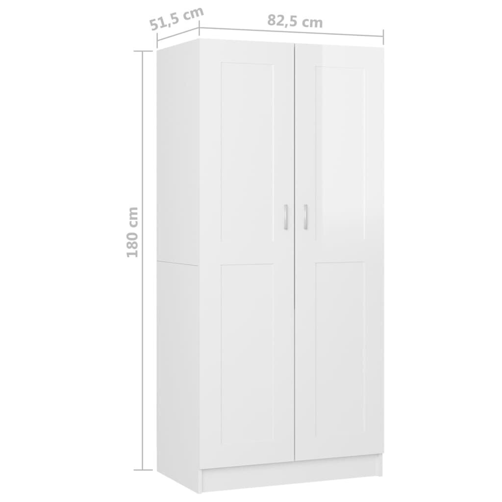 vidaXL garderoob, kõrgläikega valge, 82,5x51,5x180 cm, puitlaastplaat hind ja info | Kapid | kaup24.ee