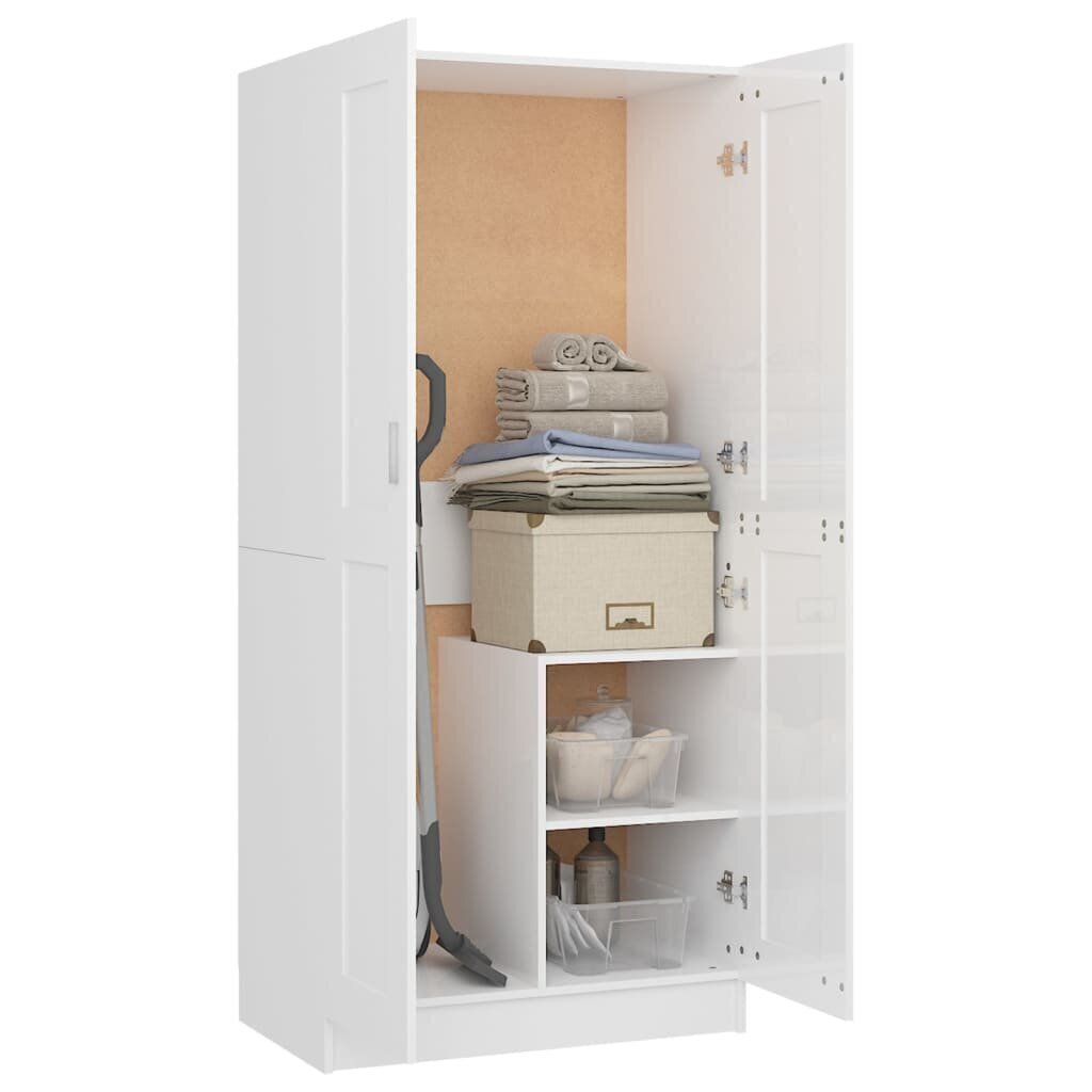 vidaXL garderoob, kõrgläikega valge, 82,5x51,5x180 cm, puitlaastplaat цена и информация | Kapid | kaup24.ee