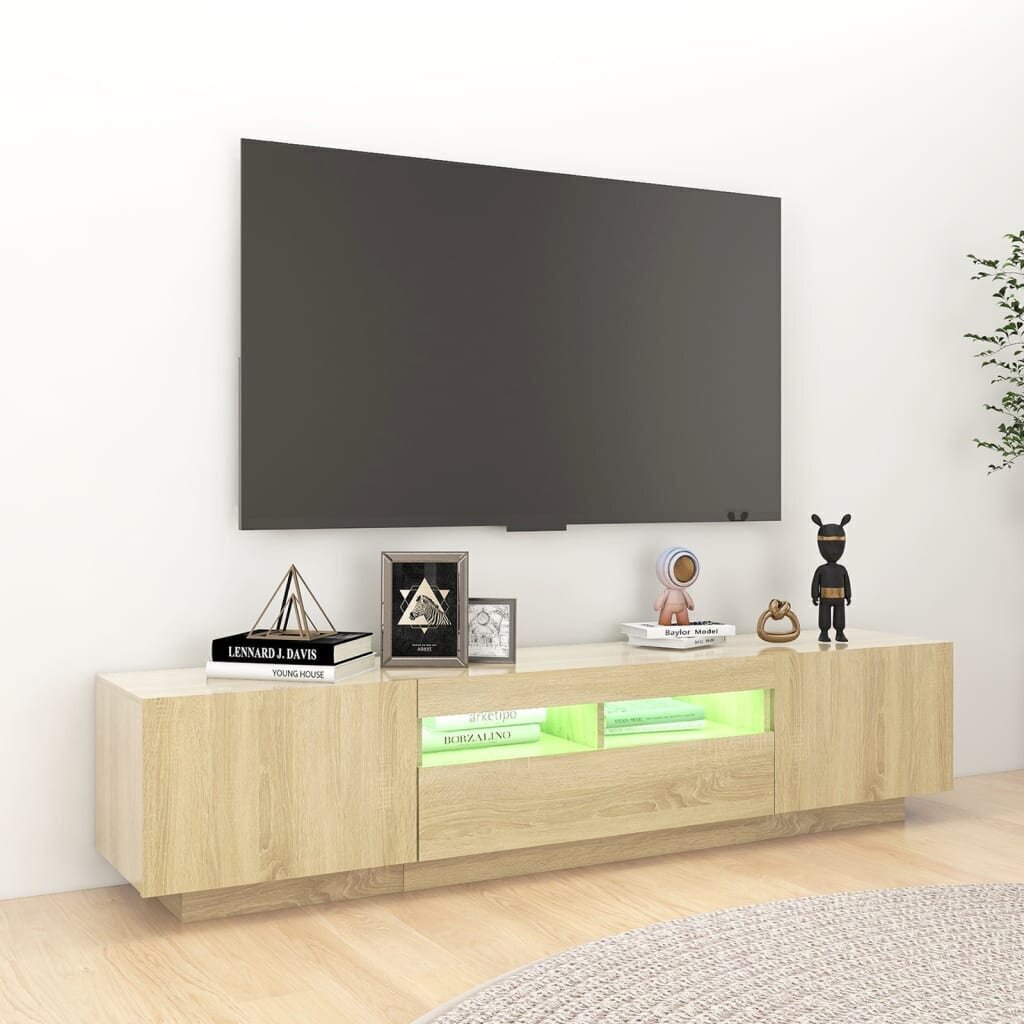vidaXL telerikapp LED-tuledega, Sonoma tamm, 180 x 35 x 40 cm hind ja info | TV alused | kaup24.ee