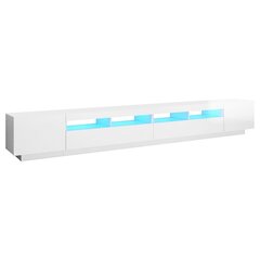 vidaXL telerialus LED-tuledega, kõrgläikega valge, 300 x 35 x 40 cm цена и информация | Тумбы под телевизор | kaup24.ee