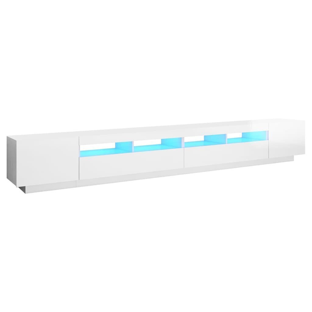 vidaXL telerialus LED-tuledega, kõrgläikega valge, 300 x 35 x 40 cm hind ja info | TV alused | kaup24.ee