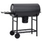 vidaXL tünnigrill rataste ja riiulitega, must, teras, 115 x 38 x 95 cm цена и информация | Grillid | kaup24.ee