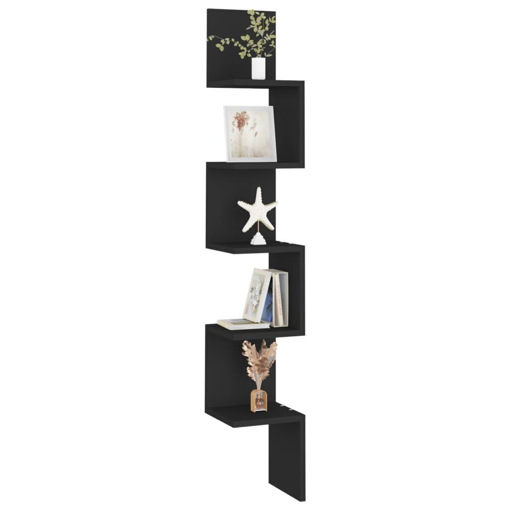 vidaXL seina nurgariiul, must, 20x20x127.5 cm, puitlaastplaat hind ja info | Riiulid | kaup24.ee