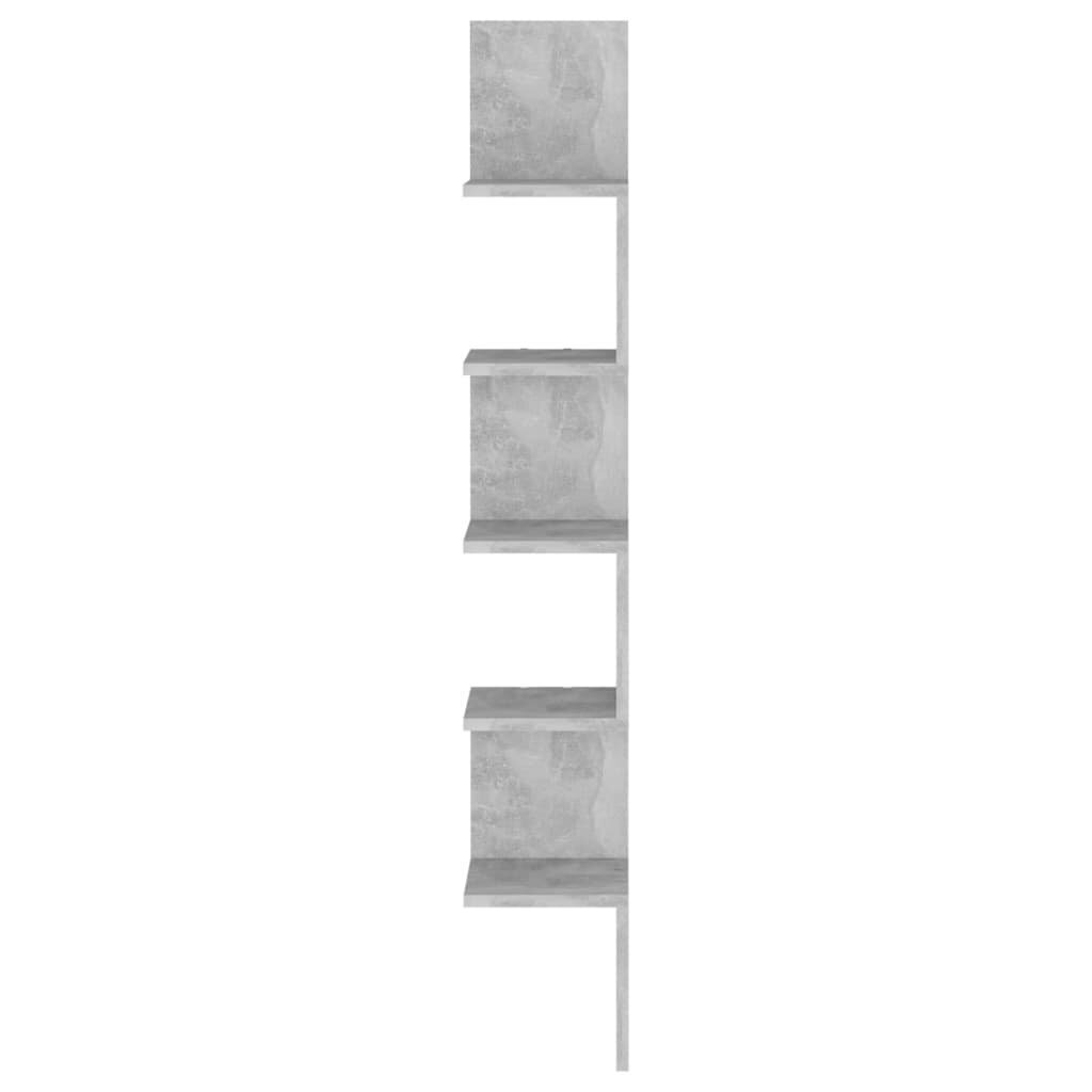vidaXL seina nurgariiul, betoonhall, 20x20x127.5 cm, puitlaastplaat hind ja info | Riiulid | kaup24.ee