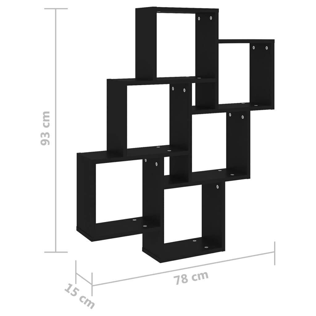 vidaXL seinariiul, must, 78 x 15 x 93 cm, puitlaastplaat цена и информация | Riiulid | kaup24.ee