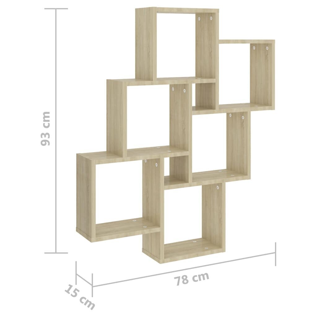 vidaXL seinariiul, Sonoma tamm, 78 x 15 x 93 cm, puitlaastplaat hind ja info | Riiulid | kaup24.ee