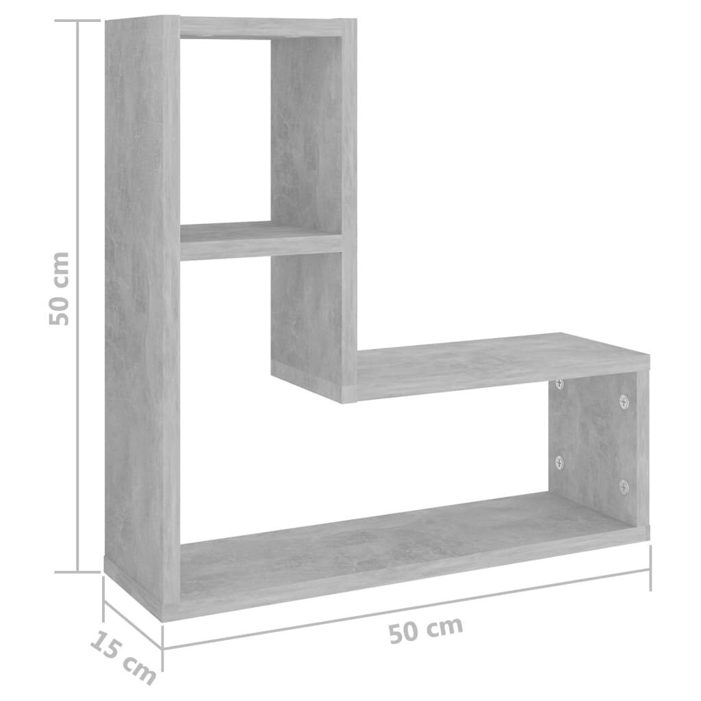 vidaXL seinariiulid 2 tk, betoonhall, 50x15x50 cm, puitlaastplaat цена и информация | Riiulid | kaup24.ee