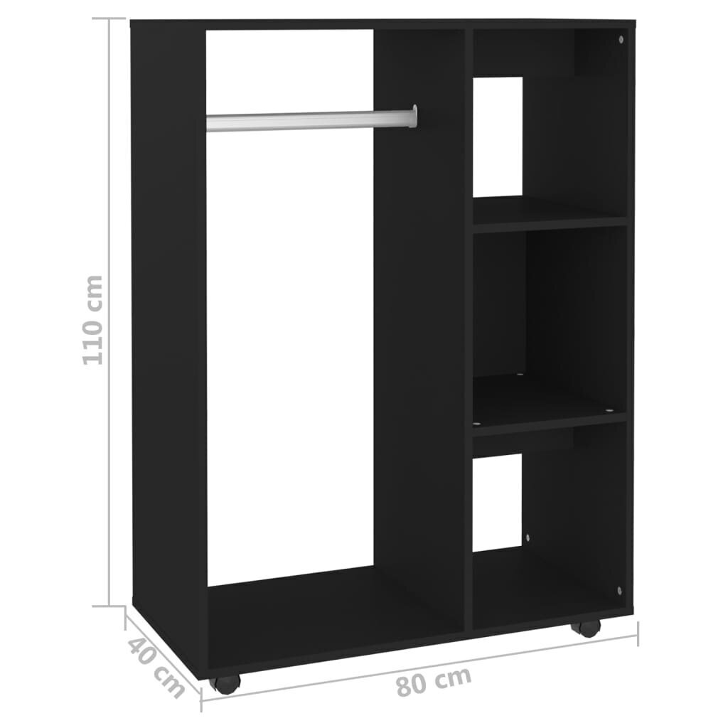 vidaXL riidekapp, must, 80 x 40 x 110 cm, puitlaastplaat hind ja info | Kapid | kaup24.ee
