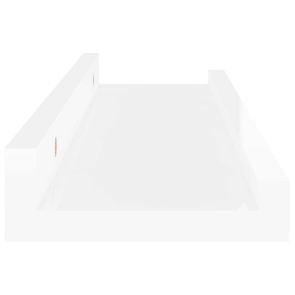 vidaXL seinariiulid, 2 tk, kõrgläikega valge, 40 x 9 x 3 cm цена и информация | Riiulid | kaup24.ee
