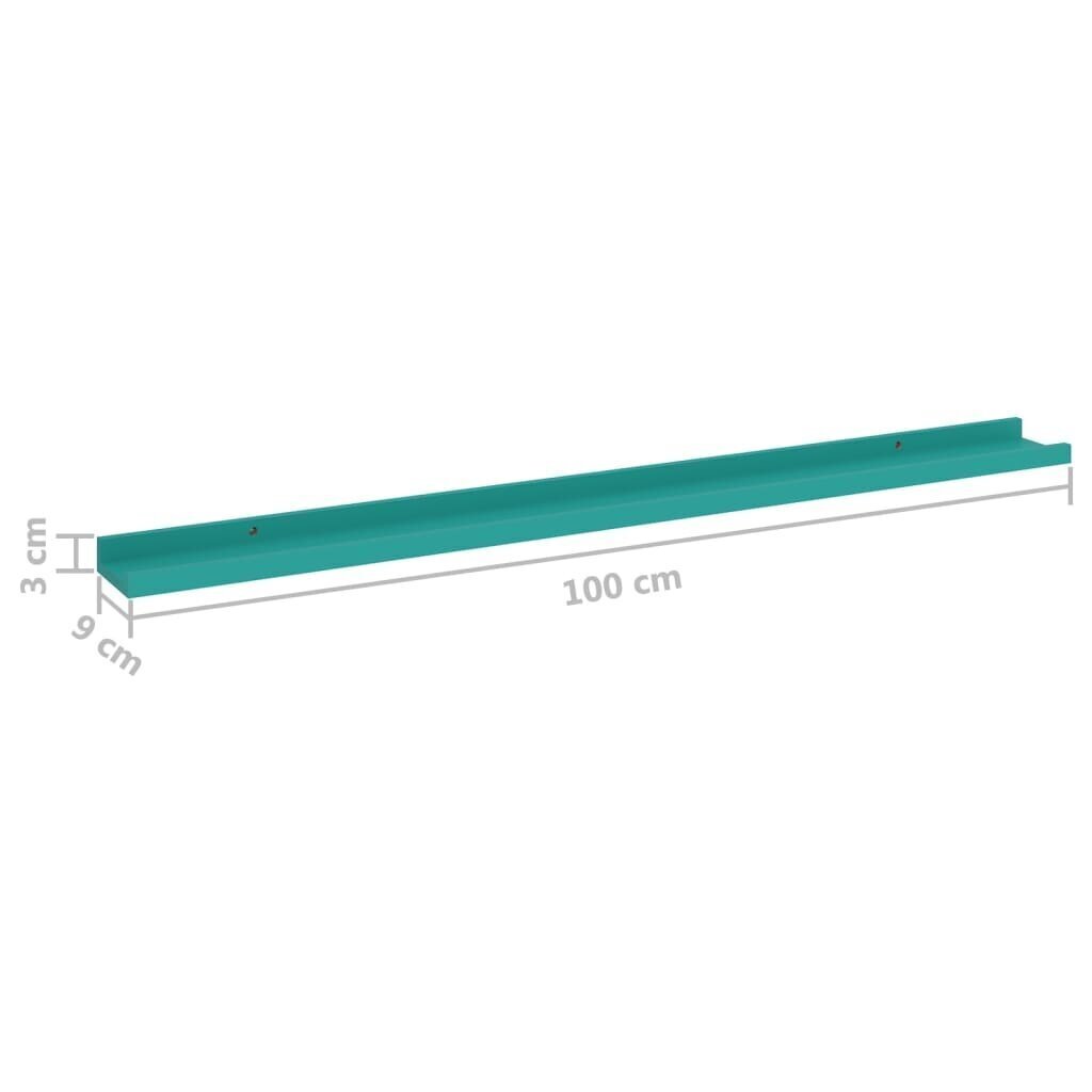 vidaXL seinariiulid, 2 tk, sinine, 100 x 9 x 3 cm hind ja info | Riiulid | kaup24.ee