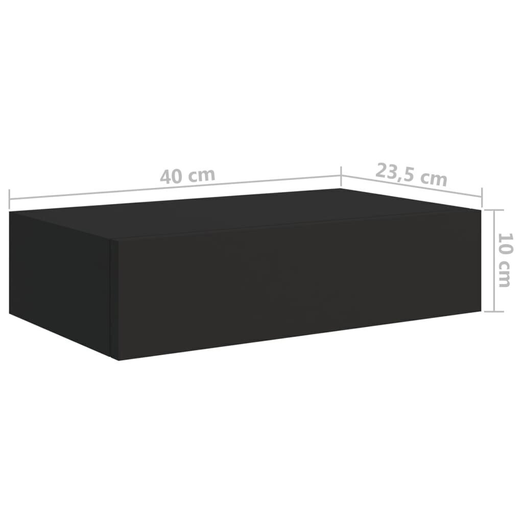 vidaXL sahtlitega seinariiulid, 2 tk, must, 40x23,5x10 cm MDF цена и информация | Riiulid | kaup24.ee