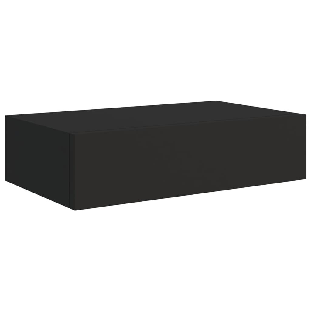 vidaXL sahtlitega seinariiulid, 2 tk, must, 40x23,5x10 cm MDF цена и информация | Riiulid | kaup24.ee