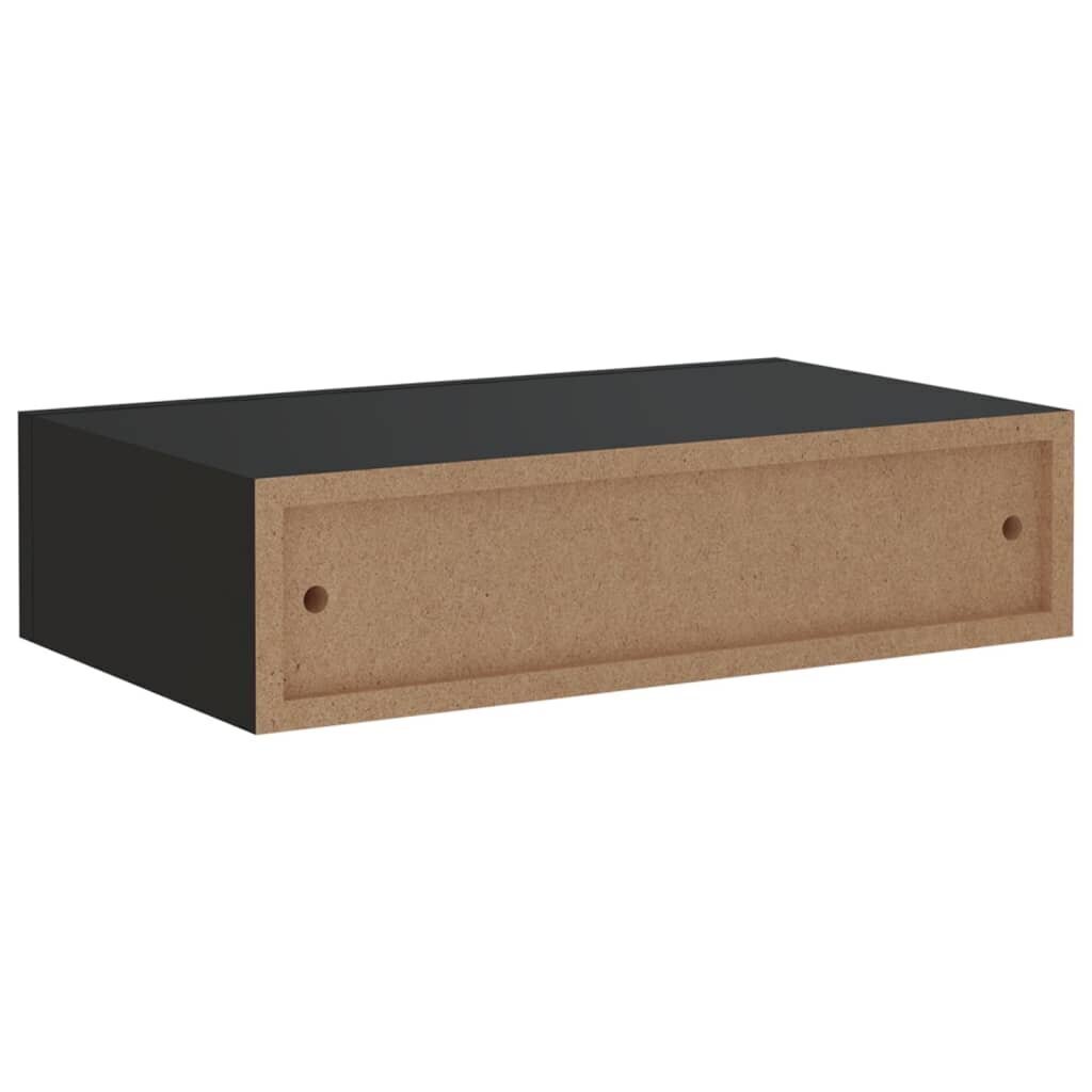 vidaXL sahtlitega seinariiulid, 2 tk, must, 40x23,5x10 cm MDF цена и информация | Riiulid | kaup24.ee