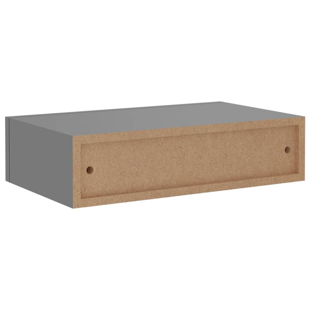 vidaXL sahtlitega seinariiulid, 2 tk, hall, 40x23,5x10 cm MDF hind ja info | Riiulid | kaup24.ee