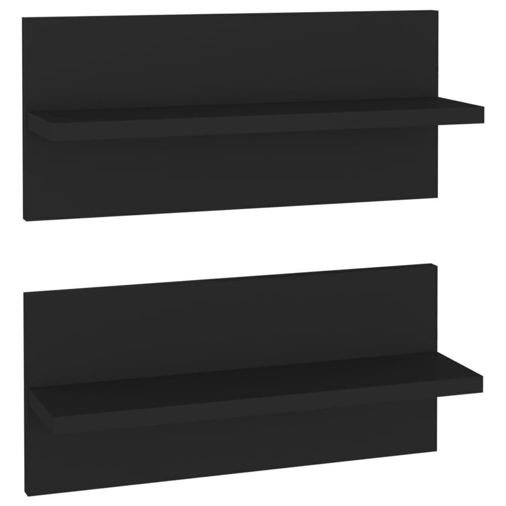 vidaXL seinariiulid 2 tk, must, 40x11.5x18 cm, puitlaastplaat hind ja info | Riiulid | kaup24.ee