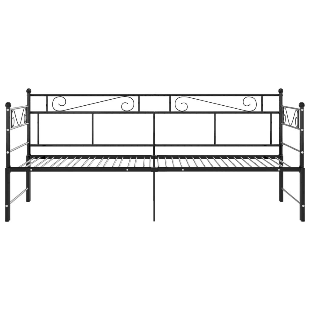 vidaXL lahtikäiv diivanvoodiraam must metall 90 x 200 cm hind ja info | Voodid | kaup24.ee