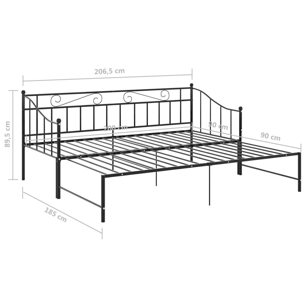 vidaXL lahtikäiv diivanvoodiraam must metall 90 x 200 cm hind ja info | Voodid | kaup24.ee