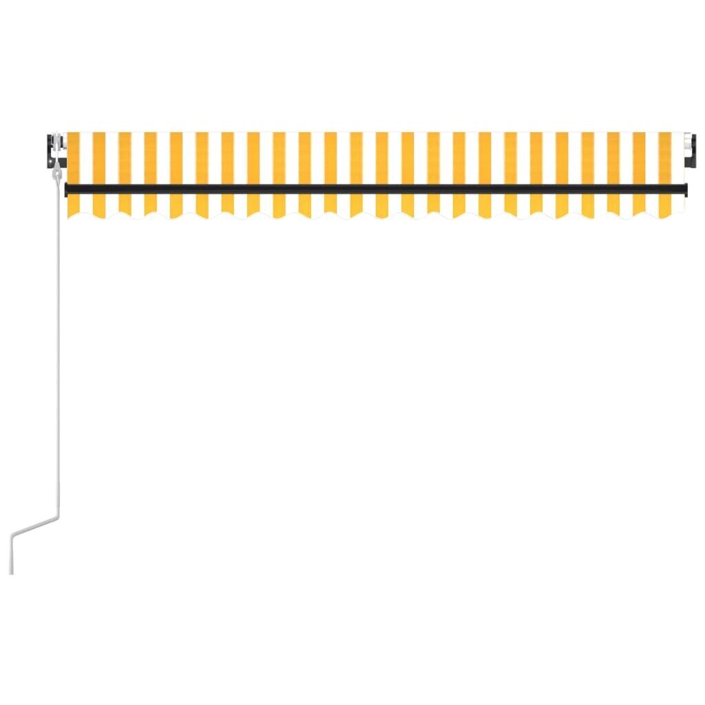 vidaXL automaatne varikatus, LED ja tuuleandur, 400 x 350 cm, kollane/valge hind ja info | Päikesevarjud, markiisid ja alused | kaup24.ee