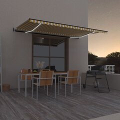 vidaXL automaatne varikatus, LED, tuuleandur, 500x350 cm kollane/valge цена и информация | Зонты, маркизы, стойки | kaup24.ee