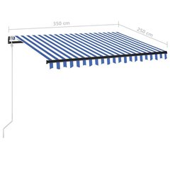 vidaXL automaatne varikatus, tuuleandur LED, 350x250 cm, sinine, valge hind ja info | Päikesevarjud, markiisid ja alused | kaup24.ee