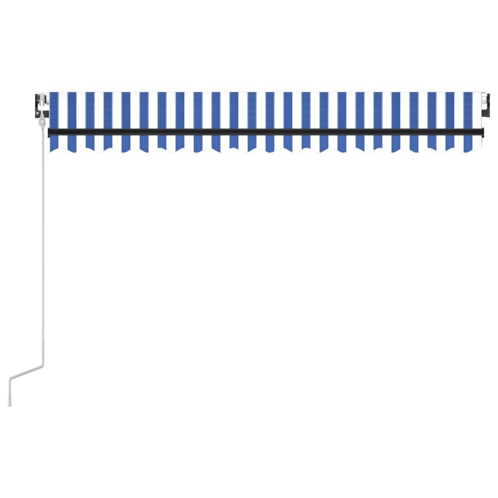 vidaXL automaatne varikatus, LED ja tuuleandur, 400 x 350 cm, sinine ja valge hind ja info | Päikesevarjud, markiisid ja alused | kaup24.ee