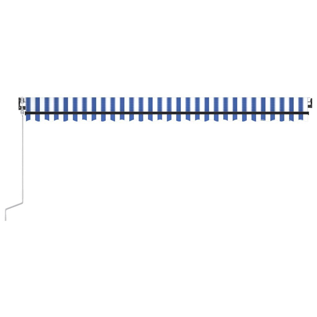 vidaXL automaatne varikatus, LED, tuuleandur, 500x350 cm, sinine/valge hind ja info | Päikesevarjud, markiisid ja alused | kaup24.ee