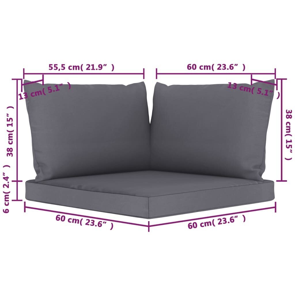 vidaXL euroaluse istmepadjad 3 tk, antratsiithall, kangas цена и информация | Toolipadjad ja -katted | kaup24.ee