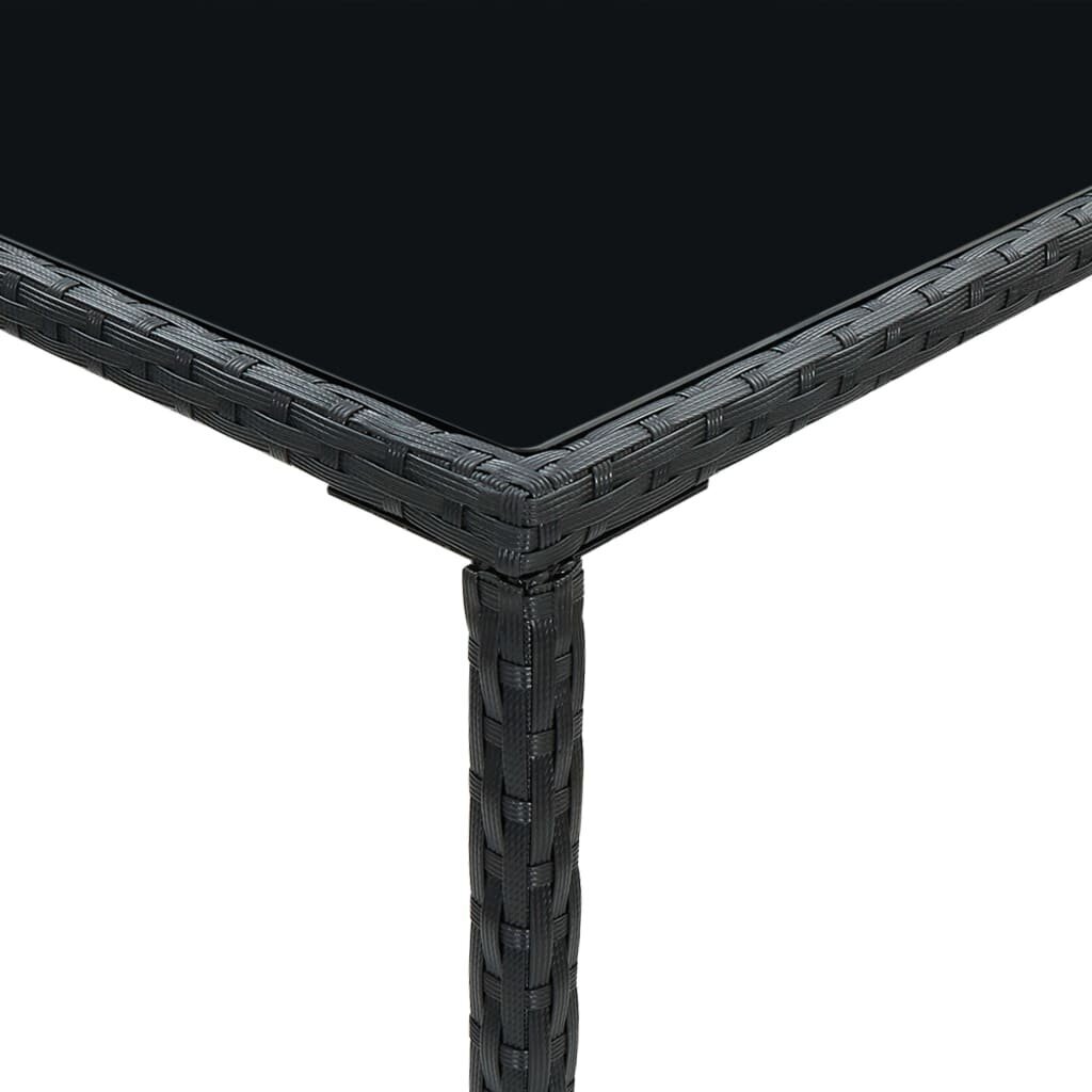 vidaXL aia baarilaud, must, 70 x 70 x 110 cm, polürotang ja klaas hind ja info | Aialauad | kaup24.ee