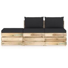 Садовый комплект с подушками, из 3 частей, коричневый цена и информация | Комплекты уличной мебели | kaup24.ee
