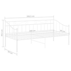 vidaXL diivanvoodiraam, valge, metall, 90 x 200 cm hind ja info | Voodid | kaup24.ee