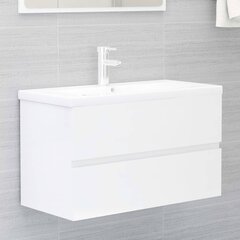 vidaXL valamukapp, kõrgläikega valge, 80 x 38,5 x 45 cm, puitlaastplaat цена и информация | Шкафчики для ванной | kaup24.ee