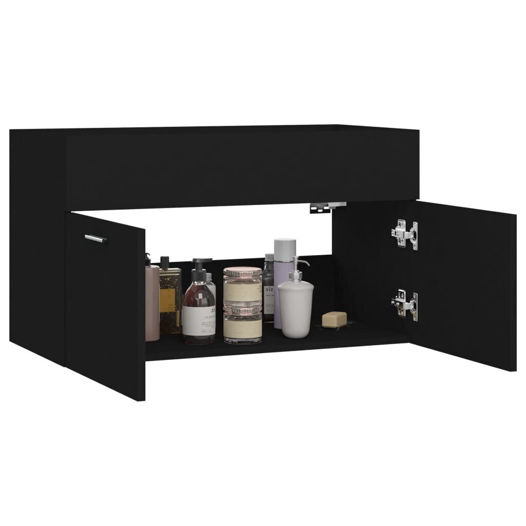 vidaXL valamukapp, must, 80 x 38,5 x 46 cm, puitlaastplaat hind ja info | Vannitoakapid | kaup24.ee