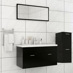 vidaXL vannitoamööblikomplekt, must, puitlaastplaat цена и информация | Комплекты в ванную | kaup24.ee
