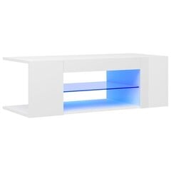 vidaXL telerialus LED-tuledega, kõrgläikega, valge, 90 x 39 x 30 cm цена и информация | Тумбы под телевизор | kaup24.ee