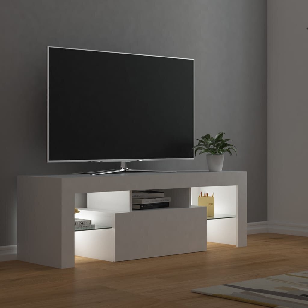 vidaXL telerialus LED-tuledega, valge, 120 x 35 x 40 cm hind ja info | TV alused | kaup24.ee