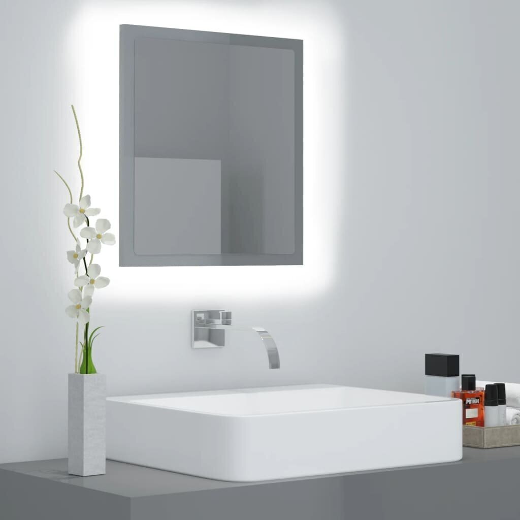 vidaXL LED vannitoa peeglikapp, hall, 40 x 8,5 x 37 cm, akrüül hind ja info | Peeglid | kaup24.ee