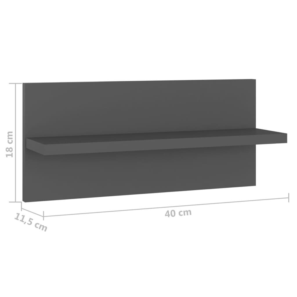 vidaXL seinariiulid 4 tk, hall, 40x11.5x18 cm, puitlaastplaat цена и информация | Riiulid | kaup24.ee