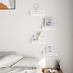 vidaXL seinariiulid 4 tk, kõrgläikega valge, 40x11.5x18 cm цена и информация | Полки | kaup24.ee
