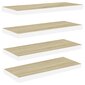 vidaXL seinariiulid, 4 tk, tamm ja valge, 60 x 23,5 x 3,8 cm MDF hind ja info | Riiulid | kaup24.ee