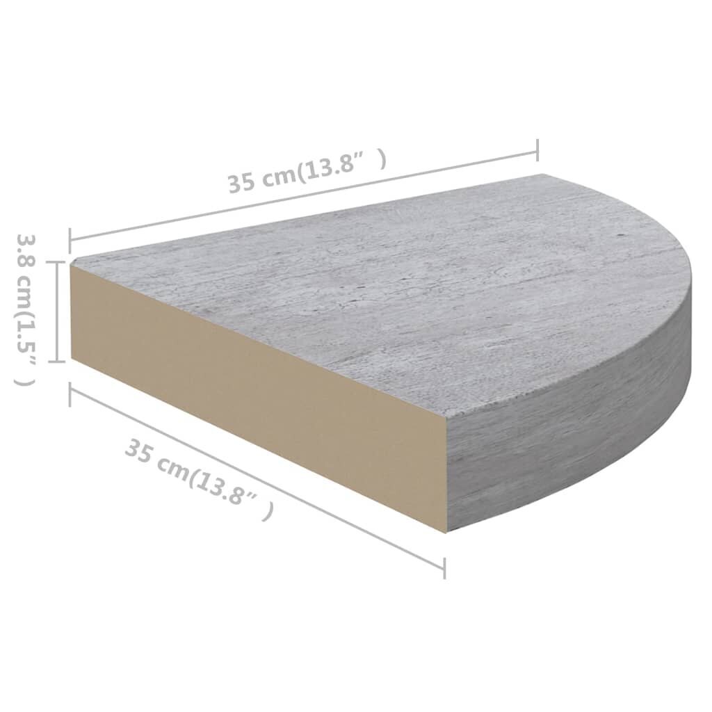 vidaXL nurgariiul, betoonhall, 35 x 35 x 3,8 cm MDF hind ja info | Riiulid | kaup24.ee