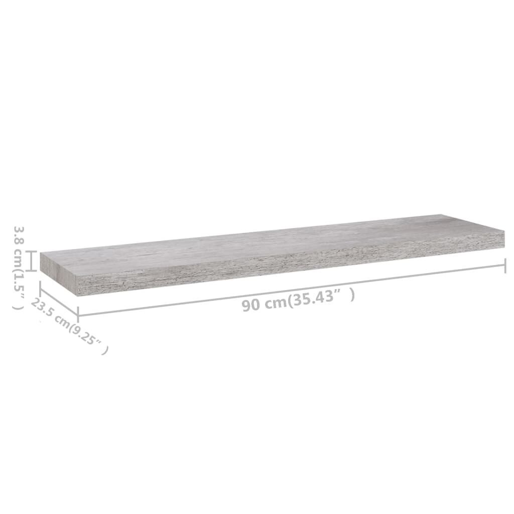 vidaXL seinariiul, betoonhall, 100 x 23,5 x 3,8 cm MDF hind ja info | Riiulid | kaup24.ee