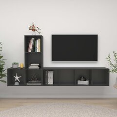 vidaXL 3-osaline telerikappide komplekt, hall, puitlaastplaat hind ja info | TV alused | kaup24.ee